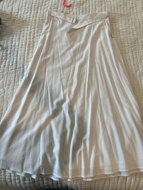 Reformation Cream Midi Skirt with Clean Waistband